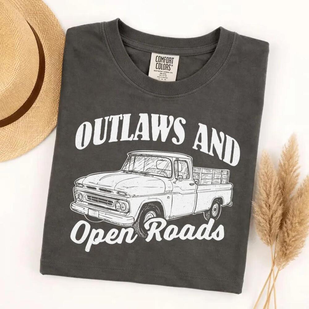 S Outlaws And Open Roads Pickup Truck T-Shirt